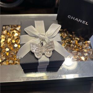 Butterfly Baguette Pendant CZ Sterling Silver